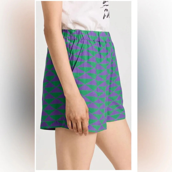 KULE Small The Reine Shorts Green Purple Grape Geometric Triangle Print Casual - Picture 9 of 9